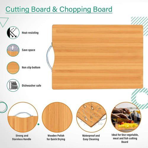 Quality Wooden Bamboo Double Sided Chopping Board  |  the ideal bamboo cutting board to slice and dice all day and create finely cut slices of meat and veggies
