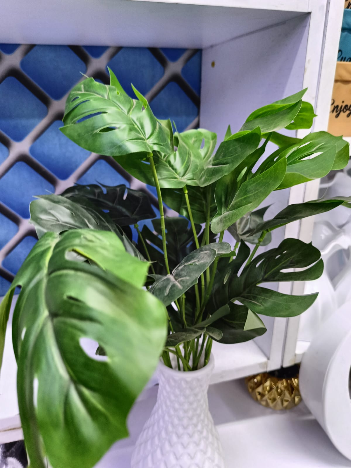 Artificial Table Top Monstera Flower with Vase
