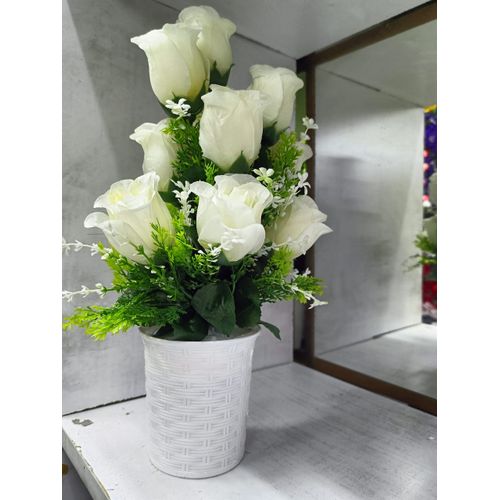 Table Top Artificial Rose Flower- Cream White