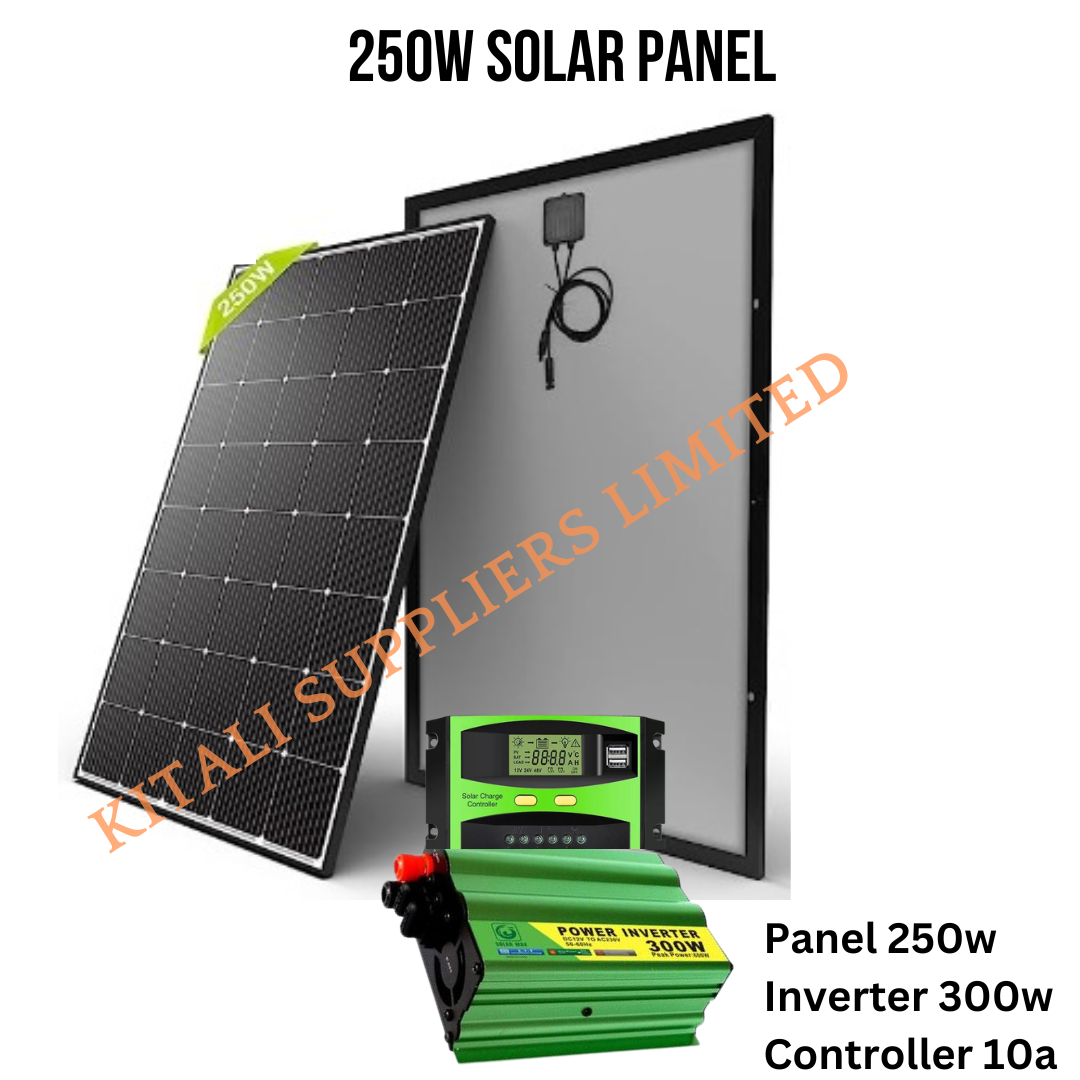 250W Solar Panel Midkit + 20a solar charge controller + Inverter 300w