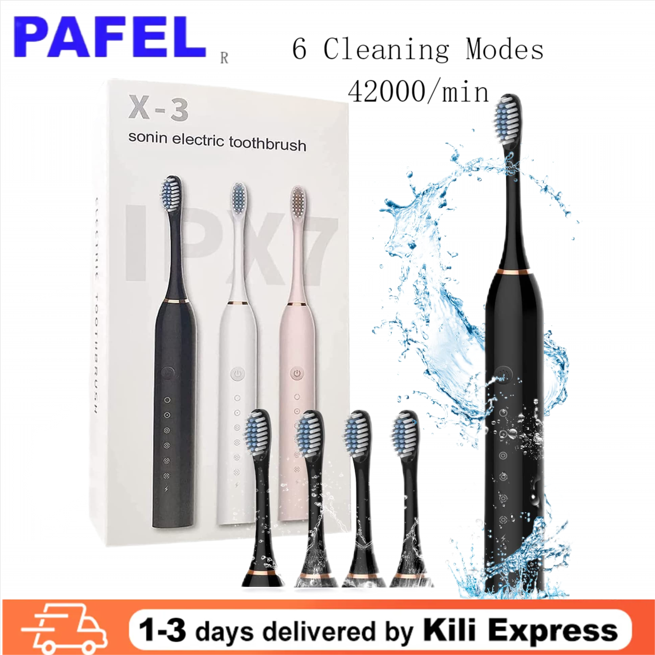 PAFEL X-3 Electric Toothbrush USB Charging Intelligent Timed Reminder With 6 Cleaning Modes IPX7 Waterproof Powerful Cleaning Electric toothbrushes
