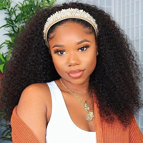 Loose Wavy Headband Wigs Short Bob Wig Synthetic Shoulder Length Brown Headband Wig For Women+ Free gift inside!