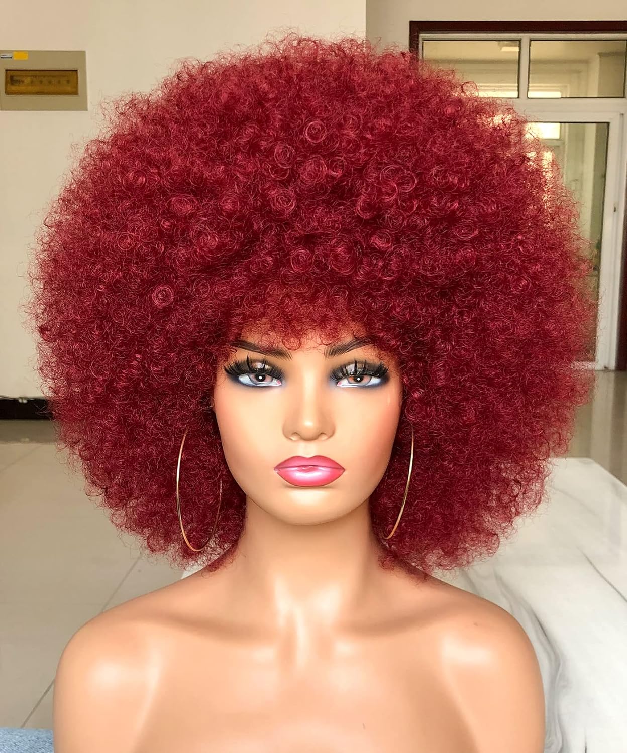 Soft Afro African woman synthetic Wig + Free Round Earrings
