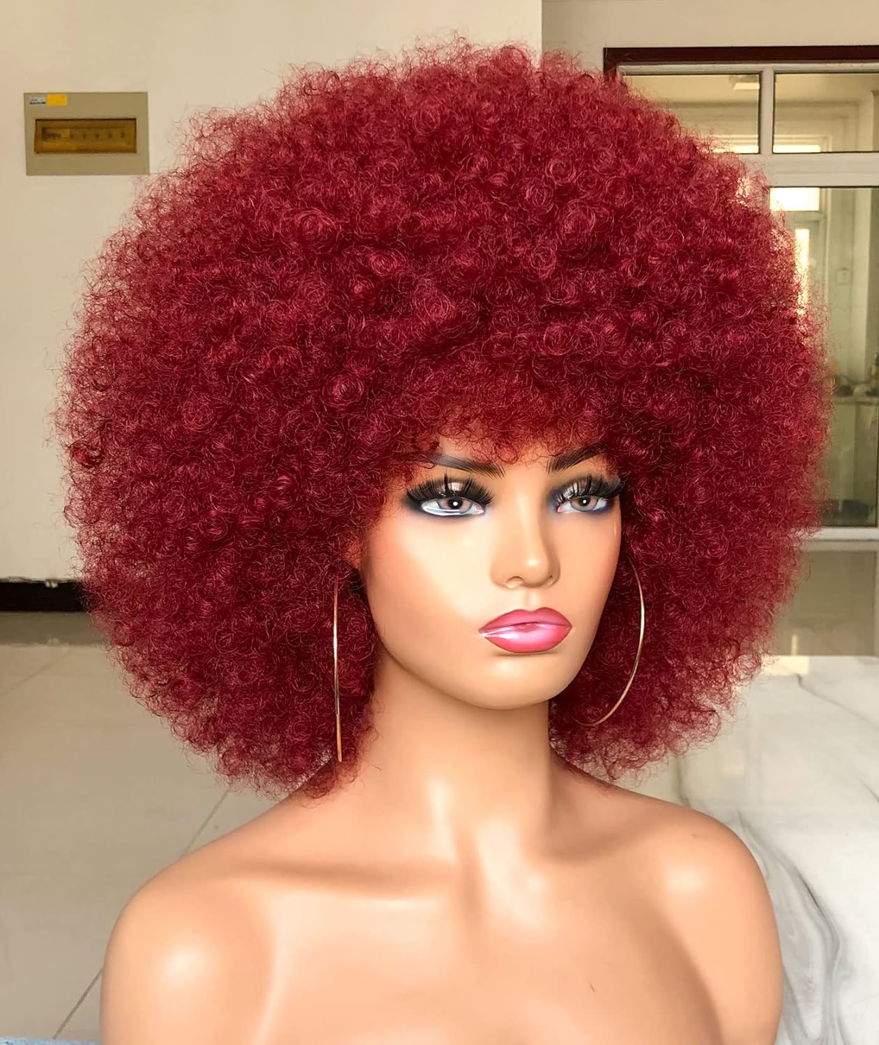Soft Afro African woman synthetic Wig + Free Round Earrings