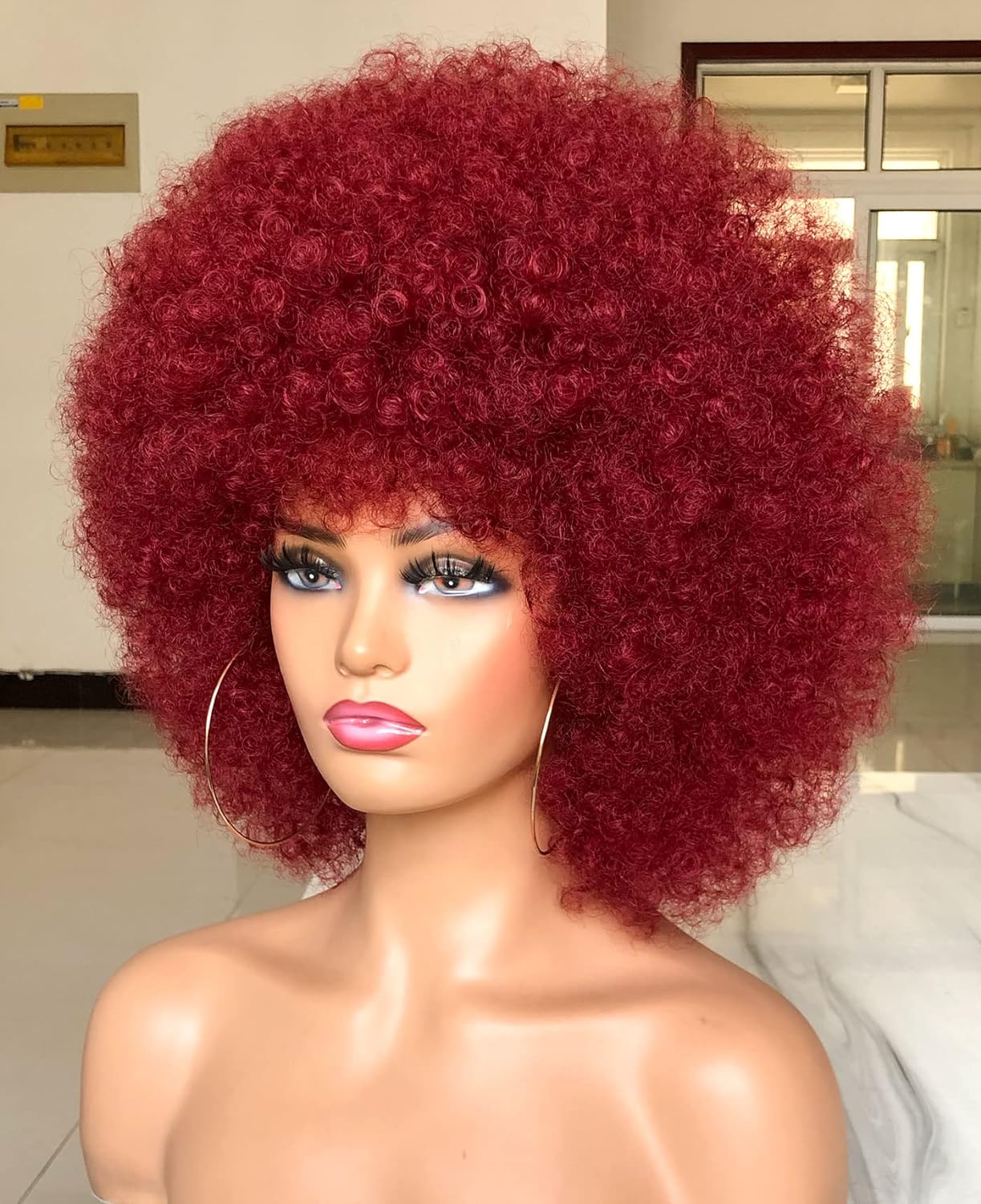 Soft Afro African woman synthetic Wig + Free Round Earrings