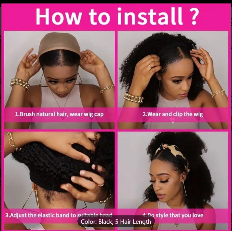 Soft Curly Synthetic Headband Wig + Free gift inside!!!