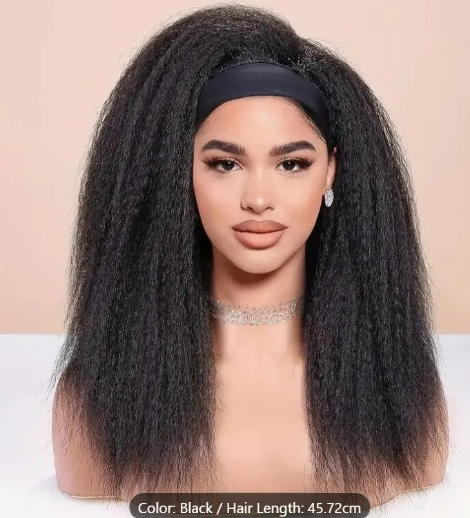 Natural Yaki women soft Headband Wig + Free gift inside!