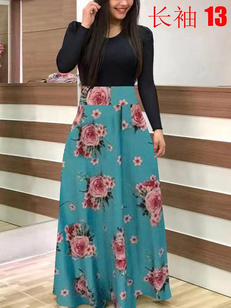 Elegant Party Maxi Dress Ladies Long Sleeve Casual Dress Fashion Women Dress