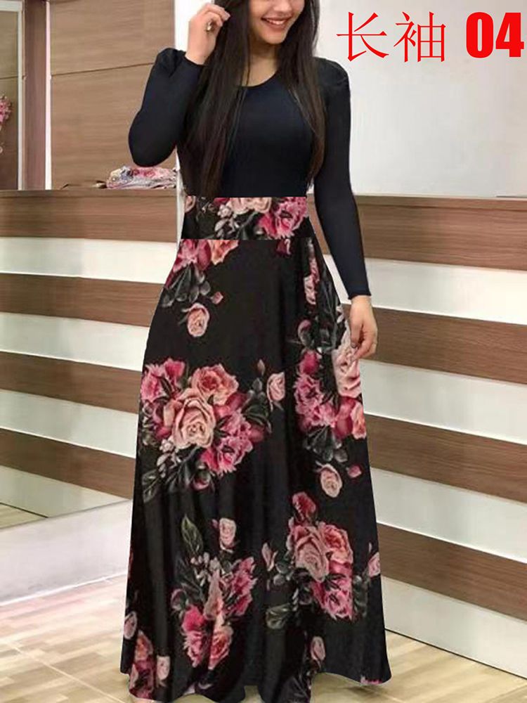Elegant Party Maxi Dress Ladies Long Sleeve Casual Dress Fashion Women Dress