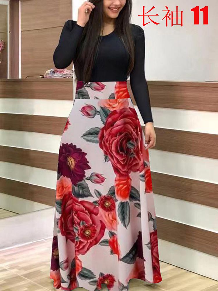 Elegant Party Maxi Dress Ladies Long Sleeve Casual Dress Fashion Women Dress