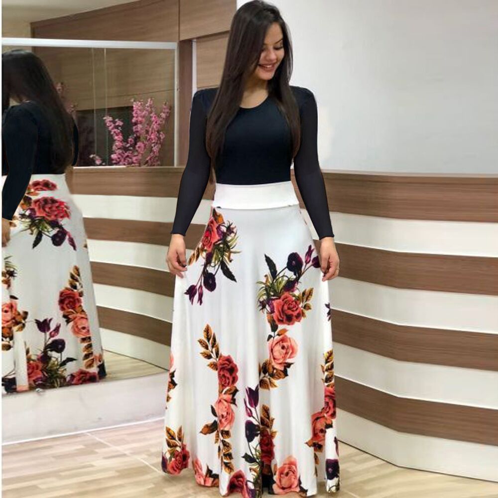 Elegant Party Maxi Dress Ladies Long Sleeve Casual Dress Fashion Women Dress