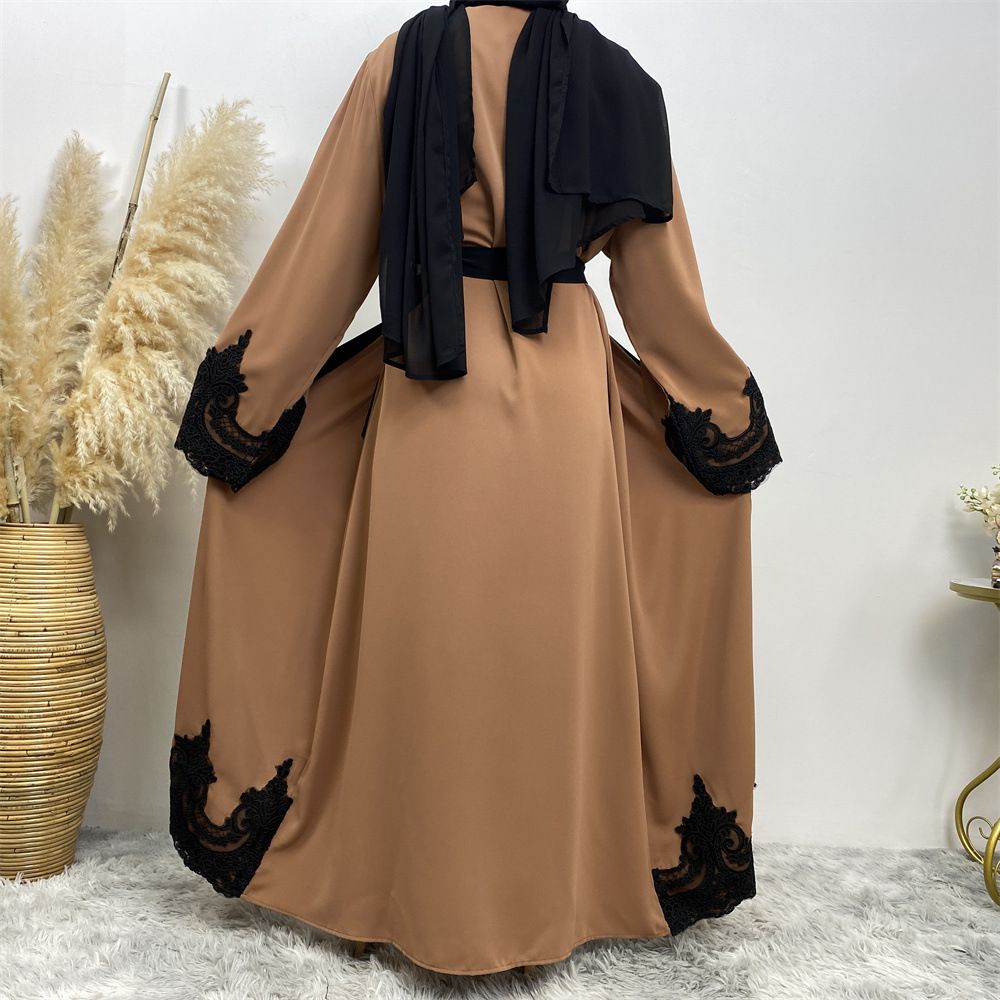 Plus Size Islamic Clothing Muslim Turkish Dresses Abayas Women Abaya Dubai Dress Ramadan Patchwork Lace Long Cardigan