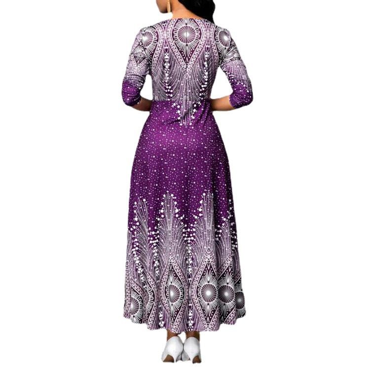 New Plus Size Long Maxi Dresses Women Long Sleeve African Dresses Print Office Ladies Dress