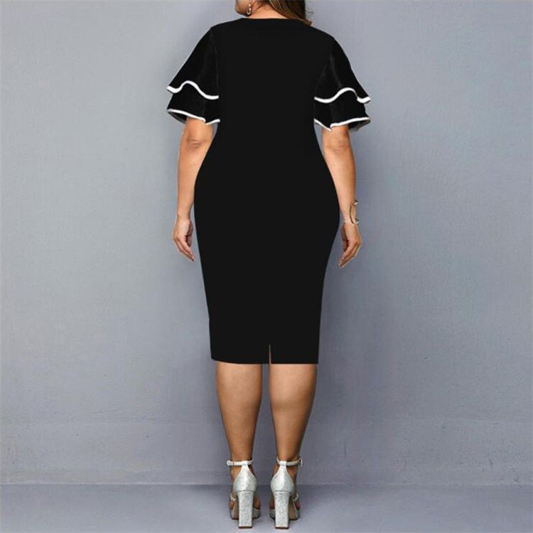 New digital printing gauze stitching plus-size women's dress ladies elegant dress
