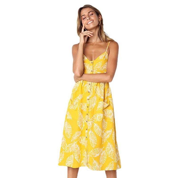 New Summer Sunflower Pineapple Pattern Printing Sexy Dress
