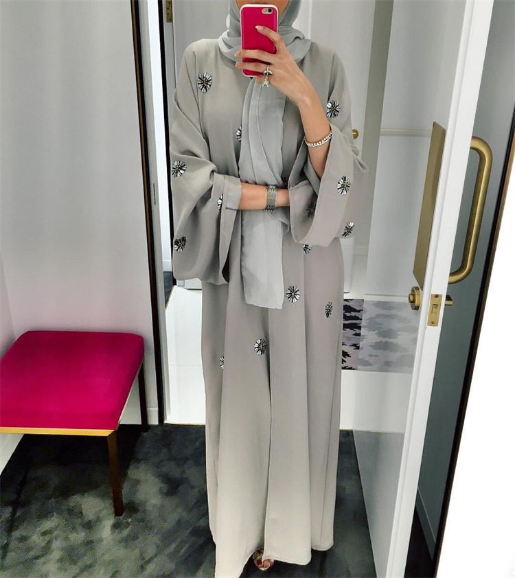 Muslim Women Maxi Dress Plus Size Robe Embroidery Abaya Cardigan Dubai Ramadan Kaftan Long Dress