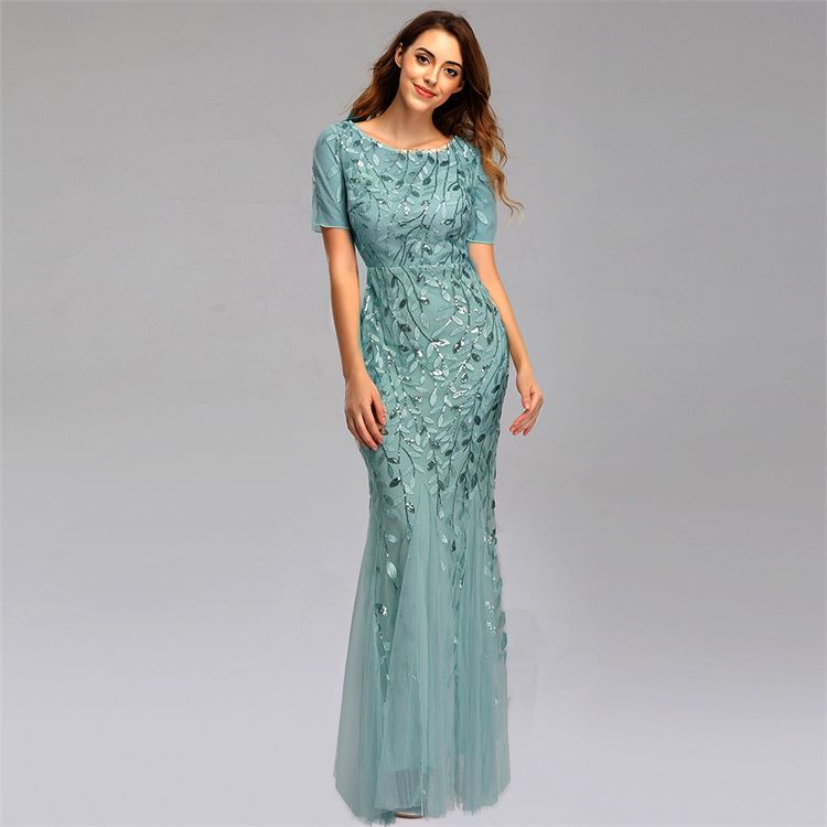 Women Evening Dresses Sexy Long Sleeves Host Full Dress Lady Concert Dress Women Party Dress