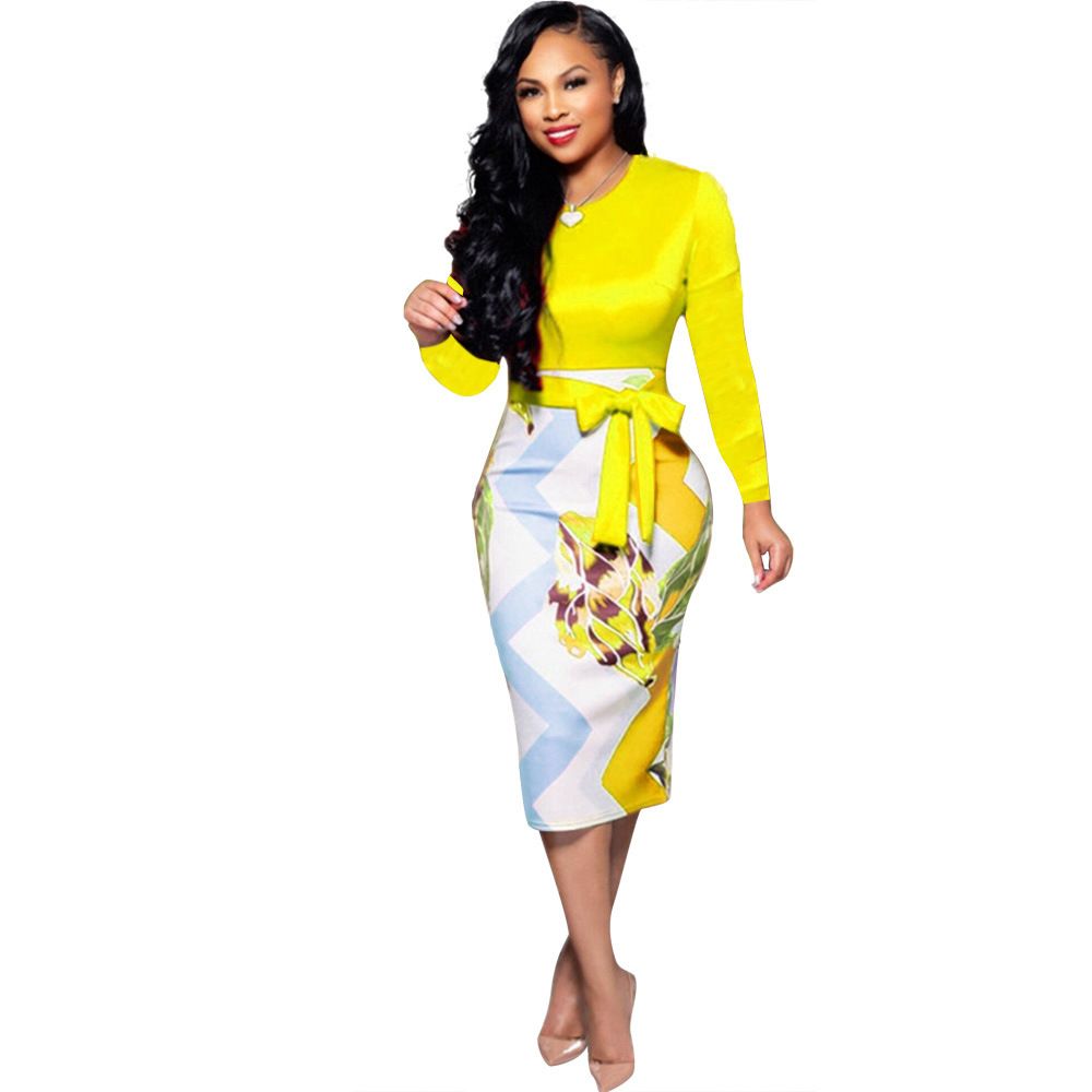 Women Short Sleeve Floral Print Bodycon Dresses Sexy Office Work Dress Party Dress