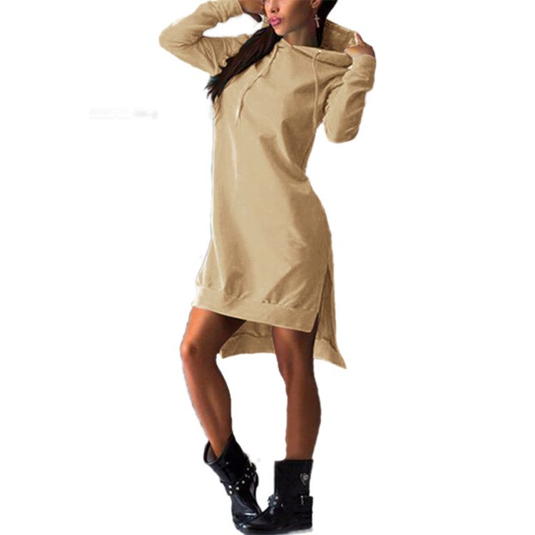 Women Long Sleeve Autumn Winter Ladies Hoodie Dress Casual Hooded Pockets Sportwear