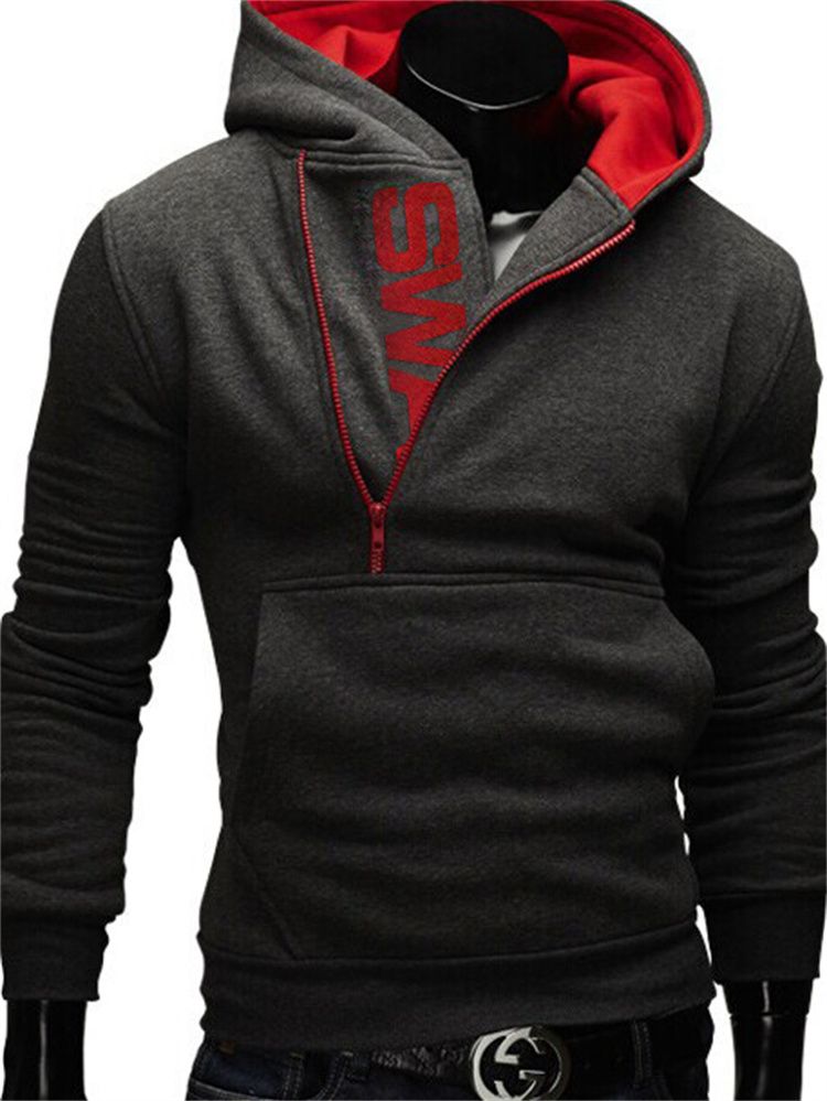 Men Letter Printed Hoodie Sweatshirt Long Sleeve Hooded Jacket Sportswear