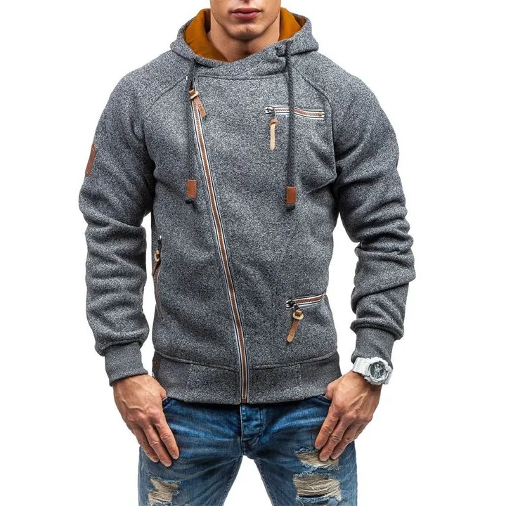 Fashion Casual Men Hoodies Sweatshirt Men Hoodie Pullover Zipper Plus Size Blouse Men Coat