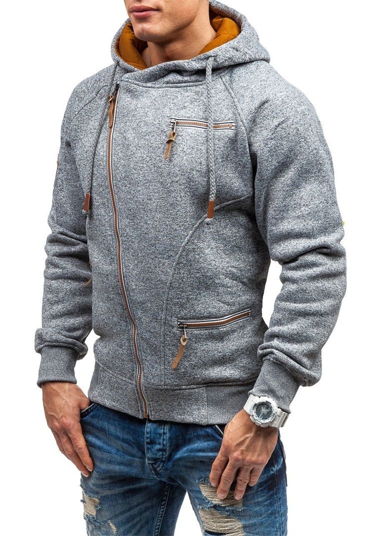 Fashion Casual Men Hoodies Sweatshirt Men Hoodie Pullover Zipper Plus Size Blouse Men Coat