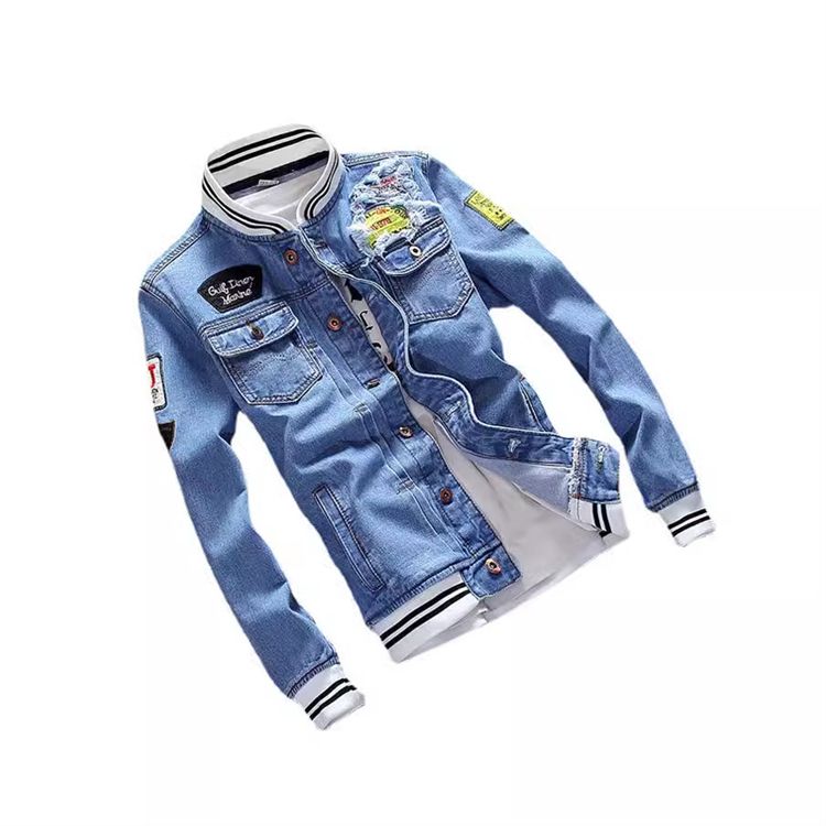 Sports Blue Streetwear Patch fashion designer jeans jackets for men
