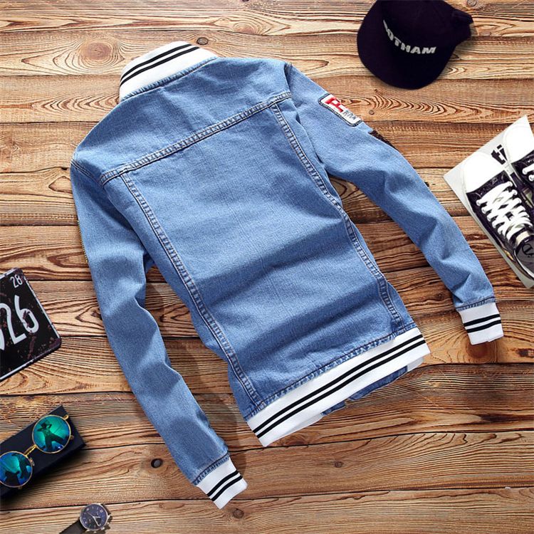 Sports Blue Streetwear Patch fashion designer jeans jackets for men