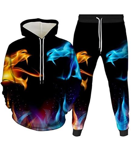 Premium Cotton Mens Pullover Oversize Embossed Sweatpants And Hoodie cartoon wolf print men's hoodie 3d hooded jacket