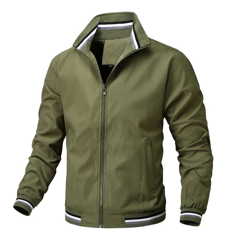 New Casual Fashion Baseball Collar Plain Winter Jacket Zip Up Classic Windbreaker Coats Trendy Men's Clothing