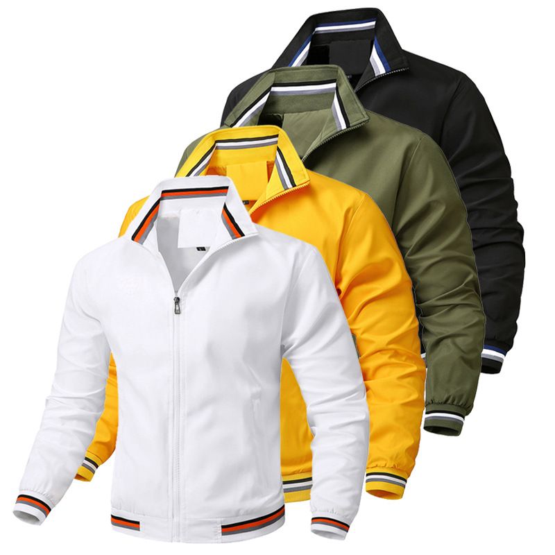 New Casual Fashion Baseball Collar Plain Winter Jacket Zip Up Classic Windbreaker Coats Trendy Men's Clothing