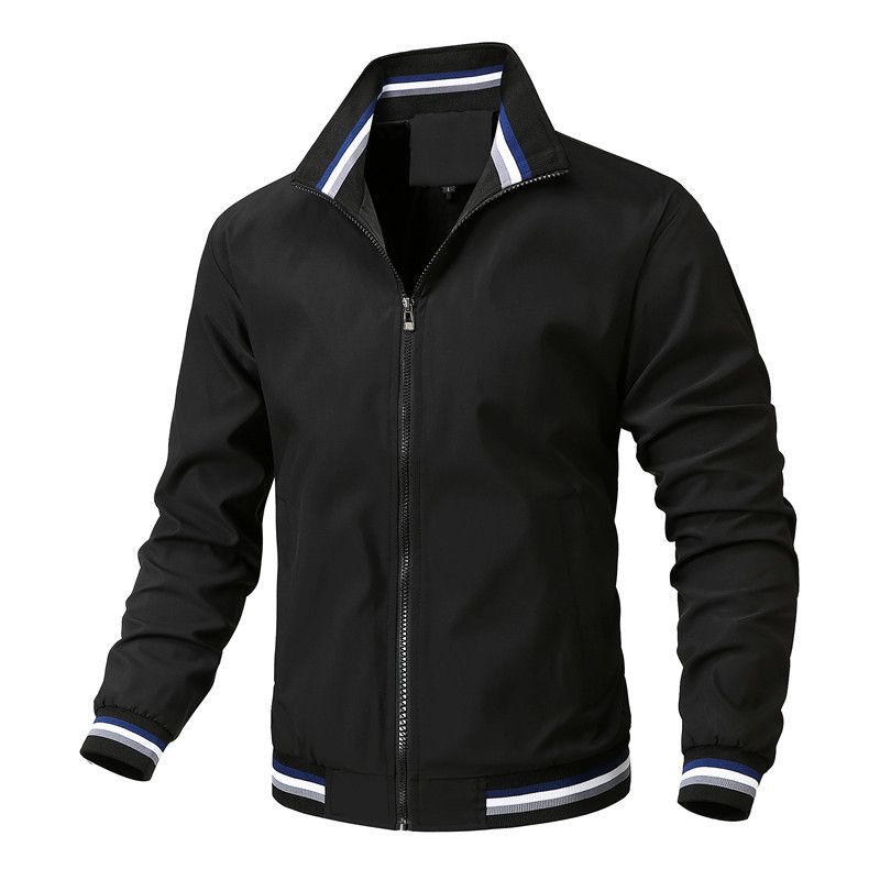 New Casual Fashion Baseball Collar Plain Winter Jacket Zip Up Classic Windbreaker Coats Trendy Men's Clothing