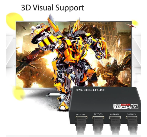 1PC 1 in 4 out 1080P HDMI-compatible Splitter Adapter 1x4 HDMI Splitter HD 1.4 Splitter Amplifier HDCP for HDTV DVD PS4 Xbox