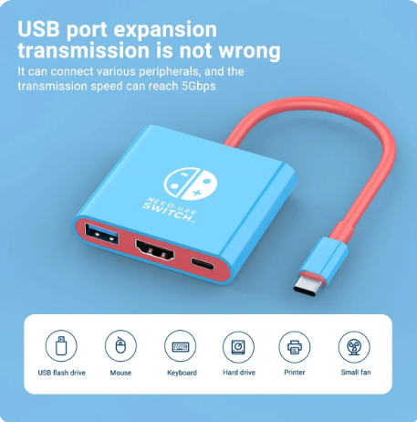 1PC Switch Dock 4K HDMI USB 3.0 Hub Adapter USB C Splitter TV Portable Docking Station for Nintendo Laptops PC iPad MacBook Air Pro