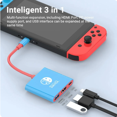 1PC Switch Dock 4K HDMI USB 3.0 Hub Adapter USB C Splitter TV Portable Docking Station for Nintendo Laptops PC iPad MacBook Air Pro