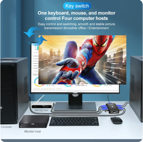 1PC Port VGA KVM Switch 1080P USB2.0 VGA Splitter Mouse Keyboard Printer Pendrive Share Switcher Box Adapter 2 In 1 Out or 4 in 1 Out KVM Switch