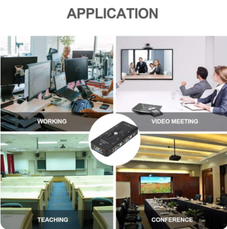 1PC Port VGA KVM Switch 1080P USB2.0 VGA Splitter Mouse Keyboard Printer Pendrive Share Switcher Box Adapter 2 In 1 Out or 4 in 1 Out KVM Switch