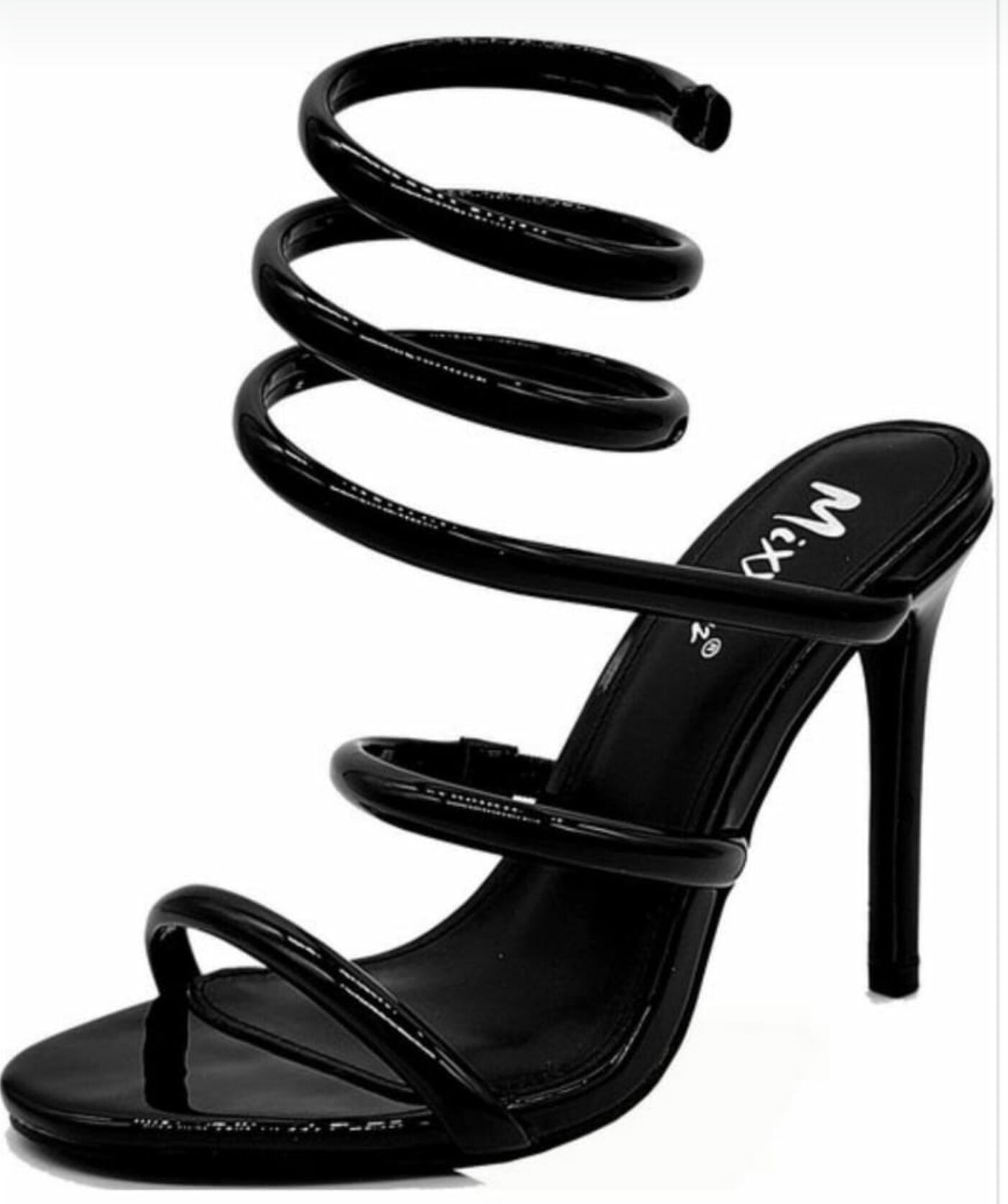 Ladies Heels, women Heels GREEN,BLACK, RED and GOLD HIGH QUALITY Spiral Strapy wetlook Heel (René Caovilla)