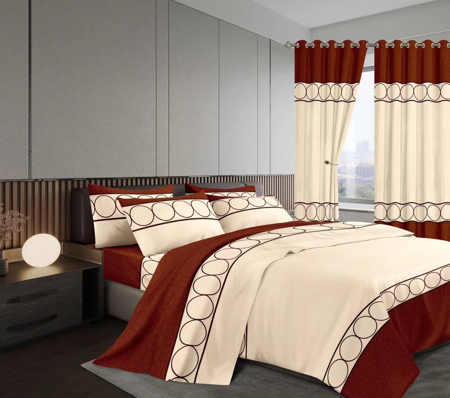 7 Piece Cotton/Woolen Duvet With Matching Curtain Set 1 Comforter (duvet) woolen inside, cotton outside.
🔹2 Bedsheets ( 1 fitted, 1 flat)
🔹2 Pillowcases
🔹2 Curtains