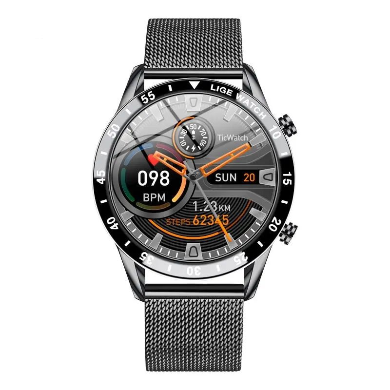 LIGE 2024 Smart Watch Men Full Circle Touch Screen Bluetooth Call Men Smartwatch Waterproof Sport Activity Fitness Watch+Box