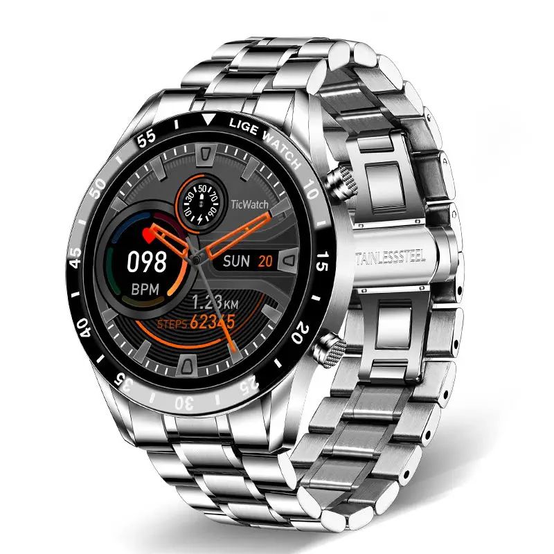 LIGE 2024 Smart Watch Men Full Circle Touch Screen Bluetooth Call Men Smartwatch Waterproof Sport Activity Fitness Watch+Box