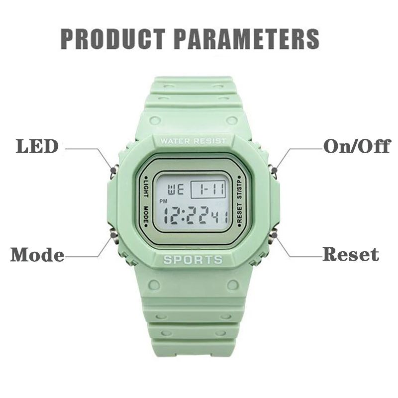 Sports Watch Boys Girls Student LED Electronic Watch Men Women Square Digital Watches Analog Digital Military Army Sport LED Waterproof Wrist Watch Rubber Clock