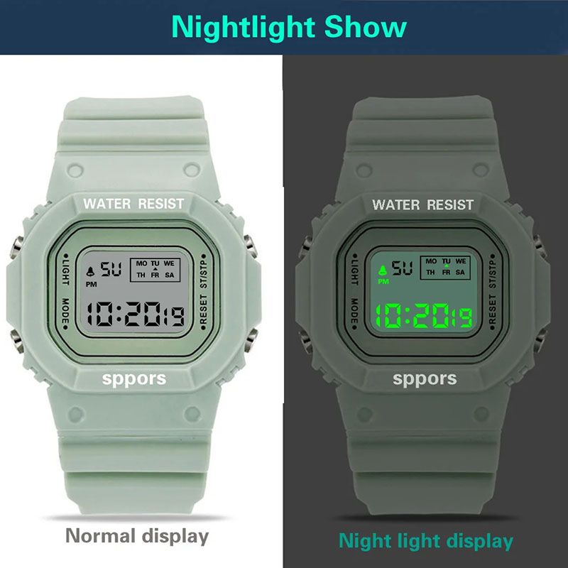 Sports Watch Boys Girls Student LED Electronic Watch Men Women Square Digital Watches Analog Digital Military Army Sport LED Waterproof Wrist Watch Rubber Clock