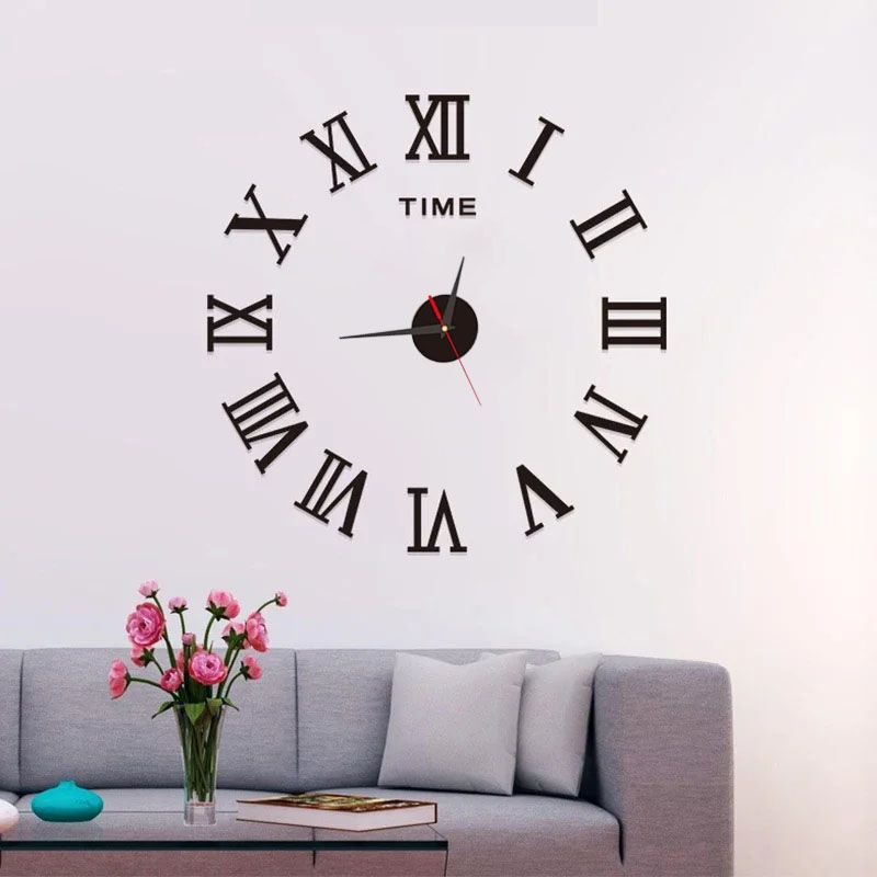 3D Acrylic Digital Wall Clock Roman Numerals Design Mirror Wall Clock Fashion Large Round Wall Clock DIY Self Adhesive Clocks Wall Decoration Wall Sticker Clock Living Room Home Decor