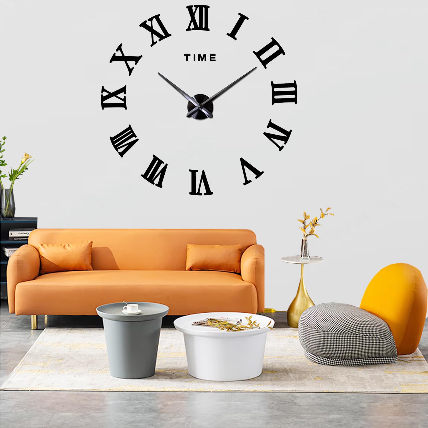 3D Acrylic Digital Wall Clock Roman Numerals Design Mirror Wall Clock Fashion Large Round Wall Clock DIY Self Adhesive Clocks Wall Decoration Wall Sticker Clock Living Room Home Decor