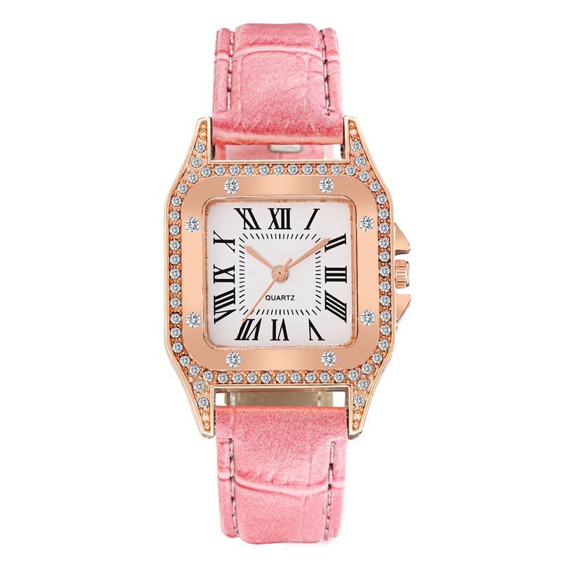 Women Diamond Watch Starry Square Dial Bracelet Watches Set Ladies Leather Band Quartz Wristwatch Female Clock Jewelry Gifts With Rhinestone Valentines Gift Couple Watches