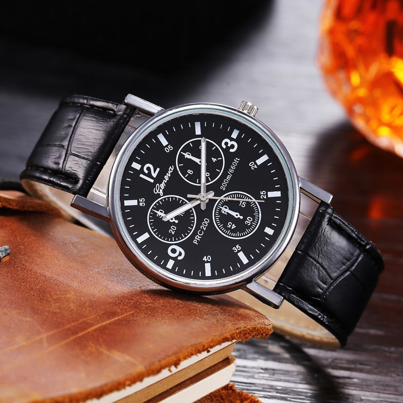 Classic Mens Watch Leather Band Quartz Wrist Business Watch Simple Stylish Wristwatch Women Dress Watch Three Eye Watches Luxury Quartz Men's Watch Valentines Gift