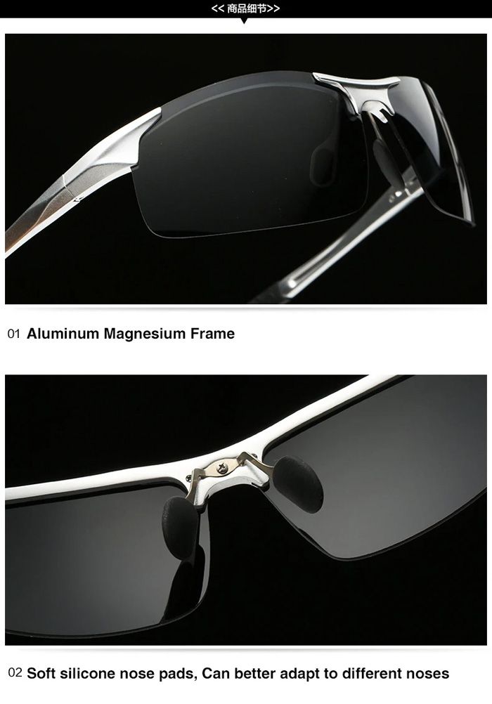 Driving Polarized Sunglasses Men Aluminum Magnesium Frame Sport Sun Glasses Driver Retro Goggles Sunglass UV400 Anti-Glare