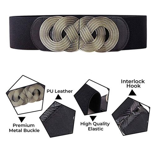 New Elastic Wide Corset Belts For Women, Windbreaker Elastic Waistband Button Decoration Wide Belt Ladies Belt Alloy Buckle Belt Dress Waist Belt Female Dress Waistband Big Stretch Belts Elastic Tied