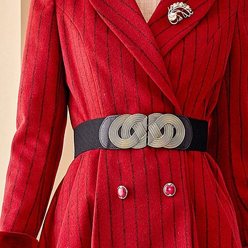 New Elastic Wide Corset Belts For Women, Windbreaker Elastic Waistband Button Decoration Wide Belt Ladies Belt Alloy Buckle Belt Dress Waist Belt Female Dress Waistband Big Stretch Belts Elastic Tied